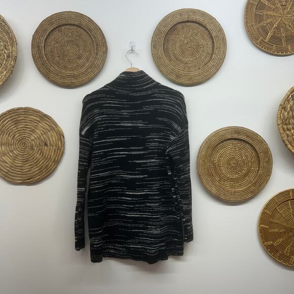 NEW T by Talbots Black White Wool Blend Mock Neck Knit Sweater Small Cozy Winter - Picture 2 of 8